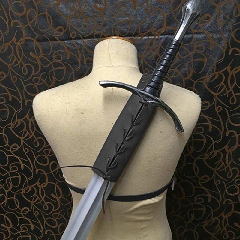 Medieval PU Leather Sword Shoulder Back Scabbard For Adult Men Women Larp Cosplay Viking Warrior Costume