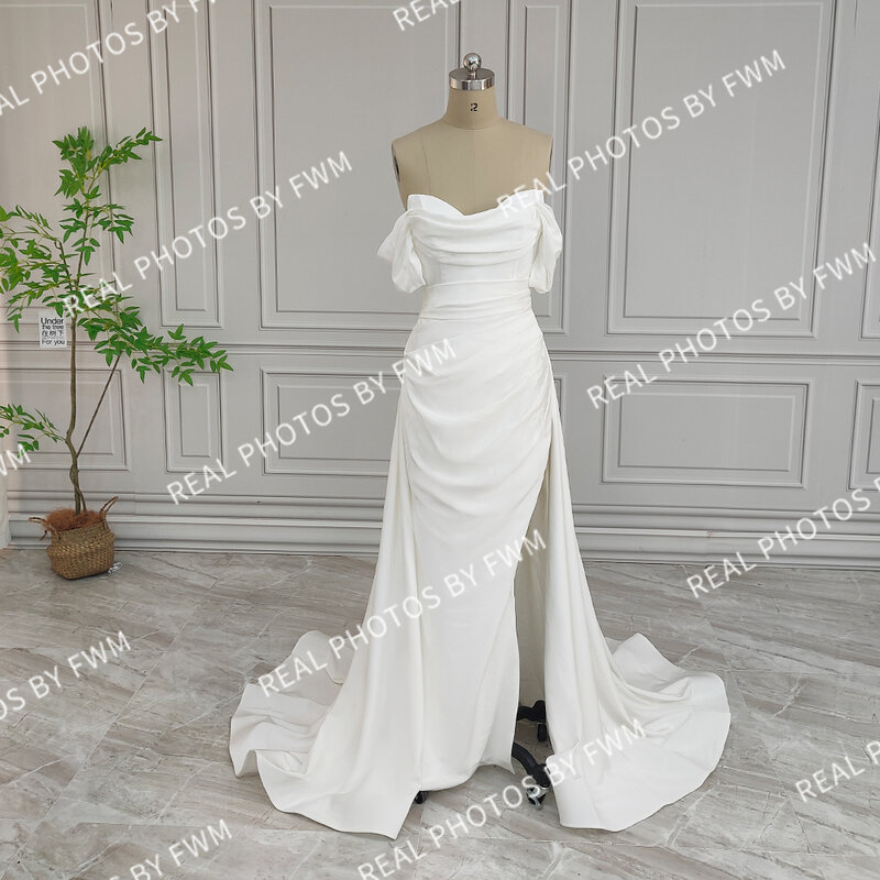 20056 # элегантное мягкое атласное свадебное платье русалки с низкой спиной свадебное платье со съемным шлейфом для женщин