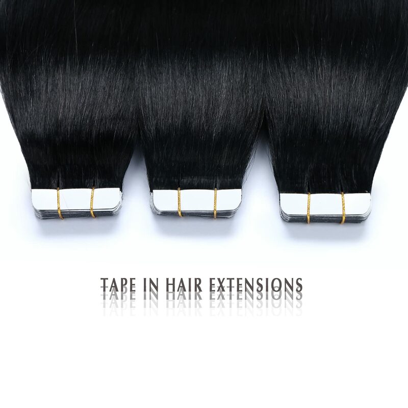 Лента для наращивания волос, натуральные прямые человеческие волосы, лента для наращивания, бесшовная клейкая невидимая лента из 100% натуральных человеческих волос