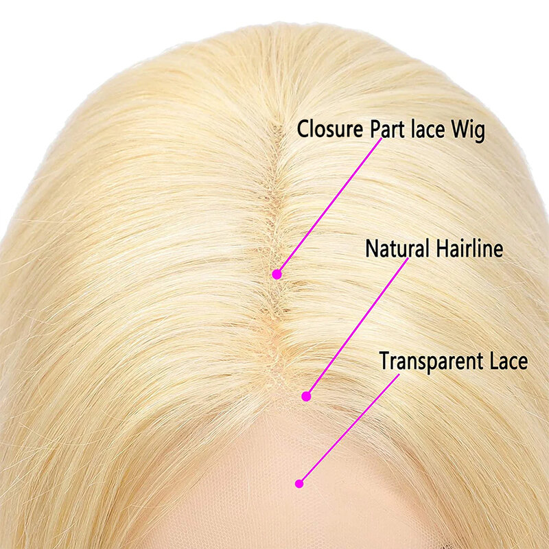 Perucas de cabelo humano reto de osso louro para mulheres, cabelo indiano cru, 4x4 HD Lace Encerramento Peruca, Densidade 180%, pré-arrancadas, 613 cores