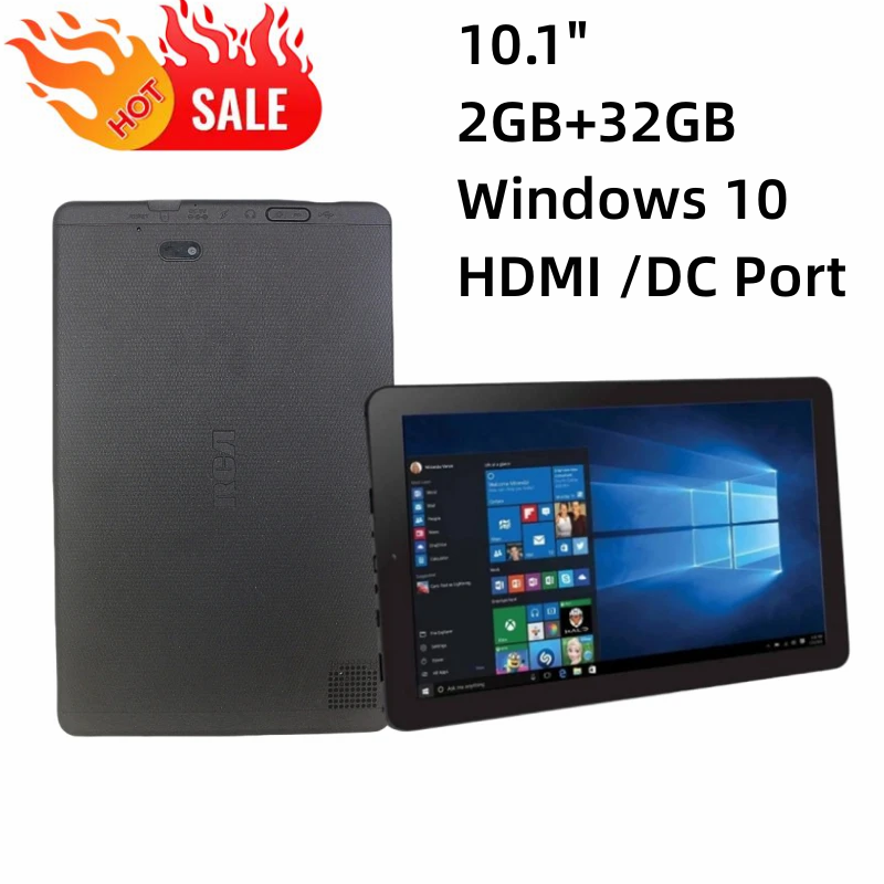 Heiße Verkäufe 10.1 "2GB RAM 32GB ROM Windows 10 Tablet Intel Atom X5-Z8350 Quad-Core-Dual-Kameras 1280x800 ips 6000mAh HDMI DC-Port