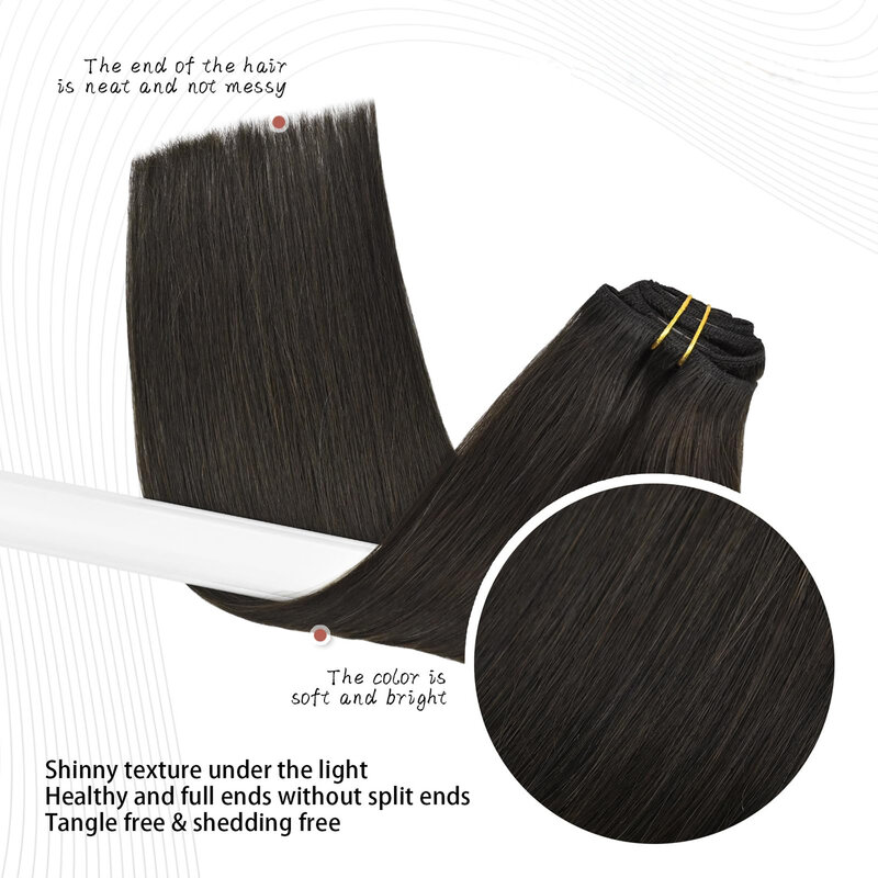 二重横糸のレミーヘアエクステンション、100% 本物の人間の髪の毛、ヘアクリップ、セットあたり8個
