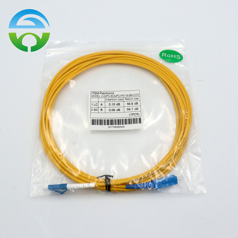 5 pcs Fiber Optical Patch Cord LC/UPC-SC/UPC SM Simplex G652D 3.0