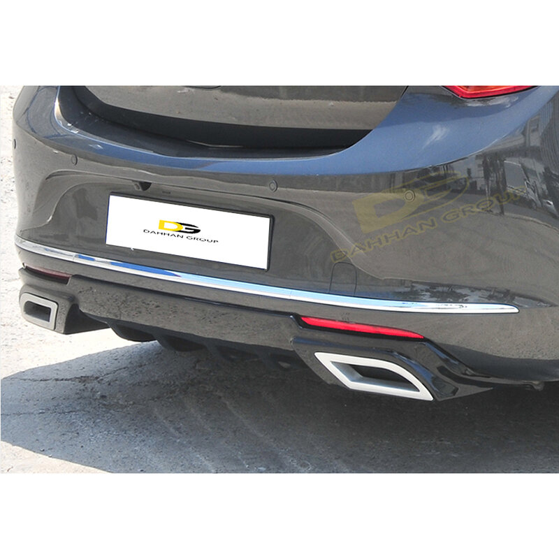 Opel Astra J 2012 - 2015 HB styl sportowy tylny dyfuzor Lip z 2 chromowanymi końcówkami lewy i prawy fortepian czarny błyszczący plastikowy zestaw OPC