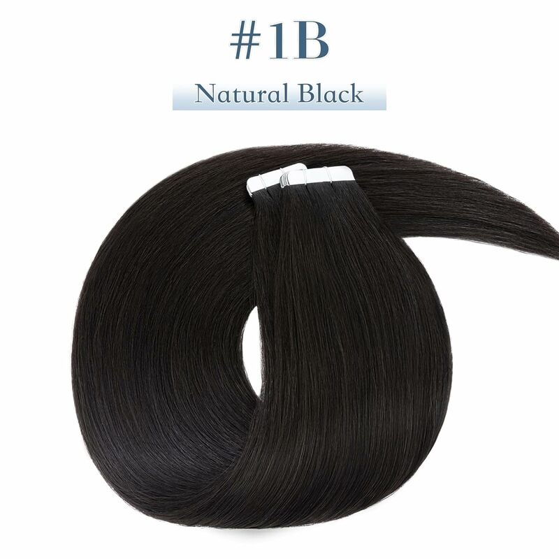 Tape in Hair Extensions Natural Black Real Straight Silky Soft Remy Hair Seamless Double Side Tape in Hair Extensions for Women