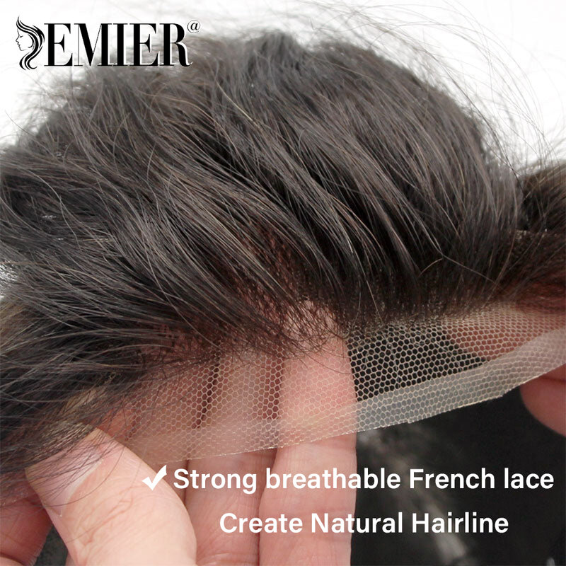Nowa pełna koronkowa tupecik dla mężczyzn oddychająca 6 "męska proteza kapilarna system wymiany ludzkich włosów męska peruka naturalna peruka dla mężczyzn