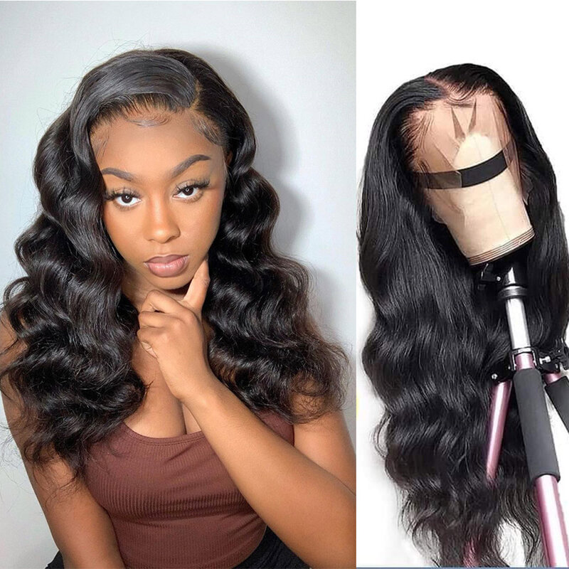 Body Wave 13*4 13*6 Lace Frontal Human Hair Wig Pre Plucked Brazilian Transparent Lace Frontal Human Hair Wigs Natural Color