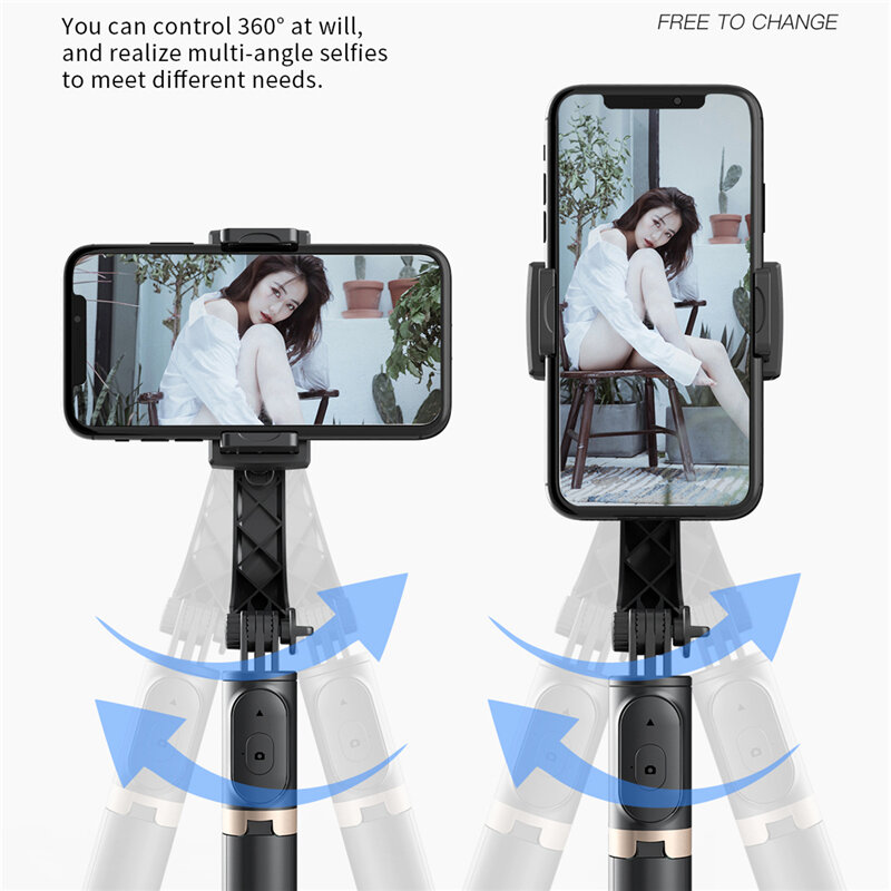 Roreta 2024ใหม่กิมบอลไม้เซลฟี่ไร้สายพับได้ขาตั้งกล้องสามขาพร้อมบลูทูธชัตเตอร์โมโนพอดสำหรับ iOS Android