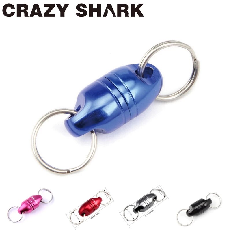 CrazyShark-Llavero de liberación de red magnética, carcasa de aluminio para herramientas de pesca con mosca, soporte de pesca con imán fuerte, máximo 7,7 lb/3,5 kg
