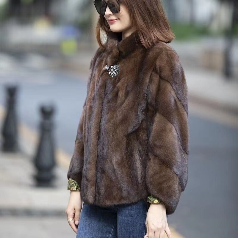 Manteau en fourrure de vison véritable pour dames, 100% réel, manteau en fourrure de vison de haute qualité, garder au chaud en hiver, mode