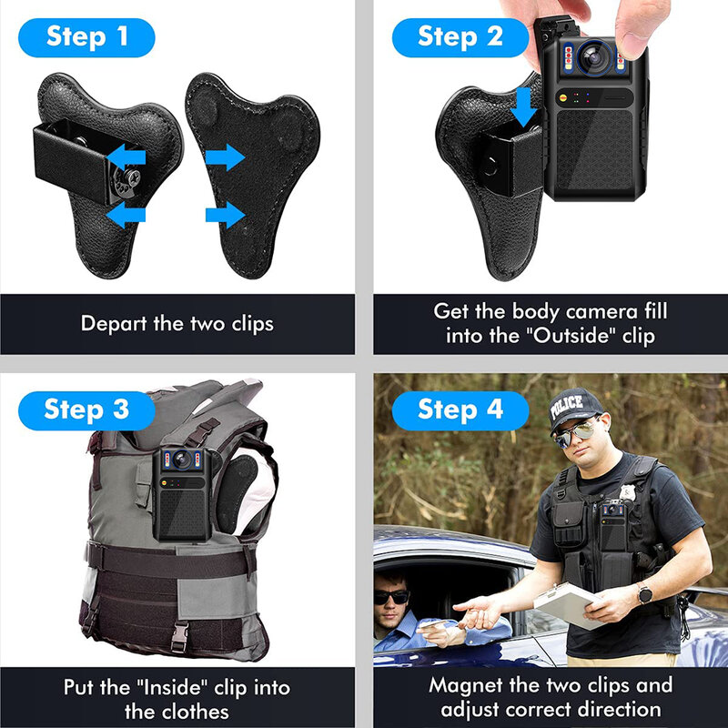 Yingshiwei-Bodycam de cuero a prueba de polvo, dispositivo de aplicación de la ley, Clip trasero magnético de policía, Mini Clip trasero magnético usable, SC-2