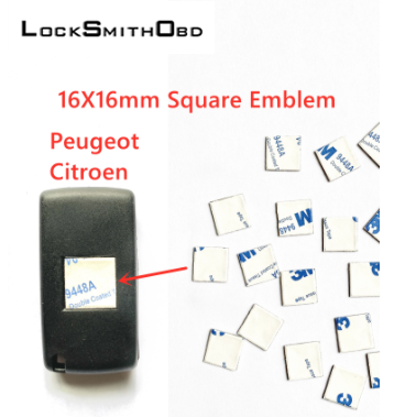 1ชิ้น16มมต้นฉบับสติ๊กเกอร์กุญแจรถกรอบสี่เหลี่ยมสัญลักษณ์โลโก้เปลี่ยนอัตโนมัติสำหรับ Peugeot สำหรับ Citroen