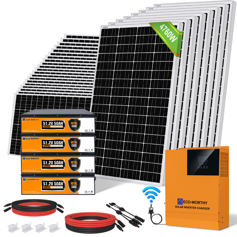 Sistema solare 4,7 kwh paquete completo 5 kWh inversor 10kWh bateria de litio WIFI-