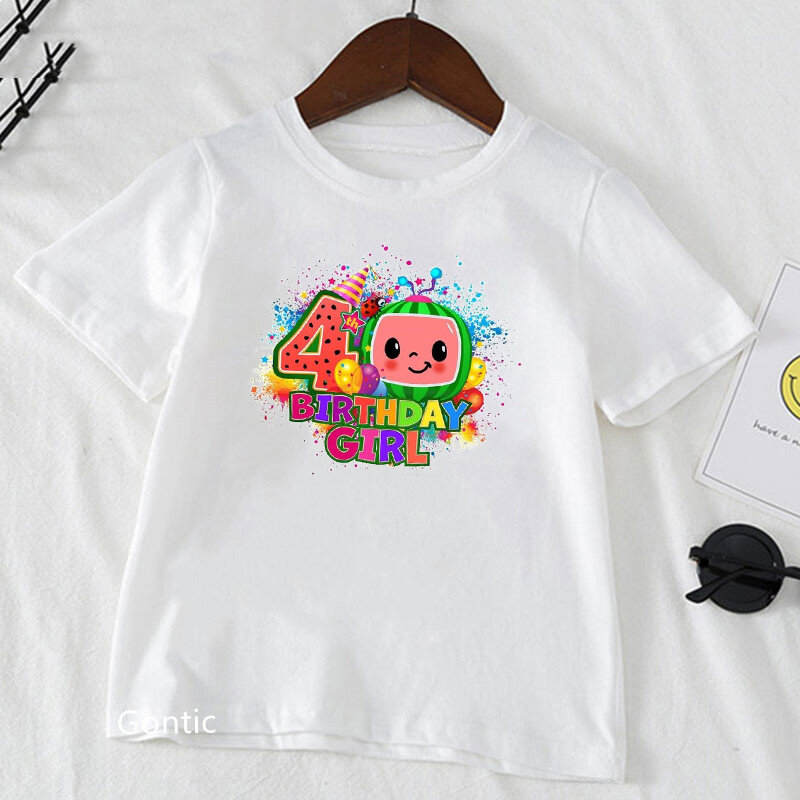 Милая футболка с инопланетянином, детские футболки на день рождения, милая детская одежда для мальчиков и девочек, Белые Повседневные Графические футболки, подарок на день рождения