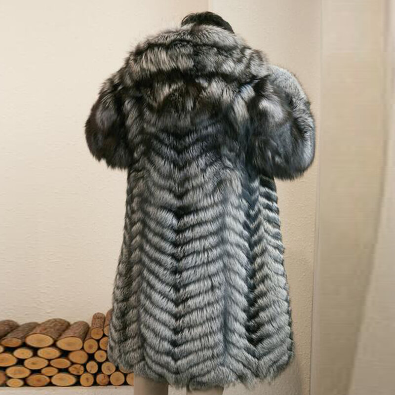 Роскошное Мужское пальто Denny & Dora из лисьего меха, импортный дизайн с лацканами из меха финской лисы серого цвета