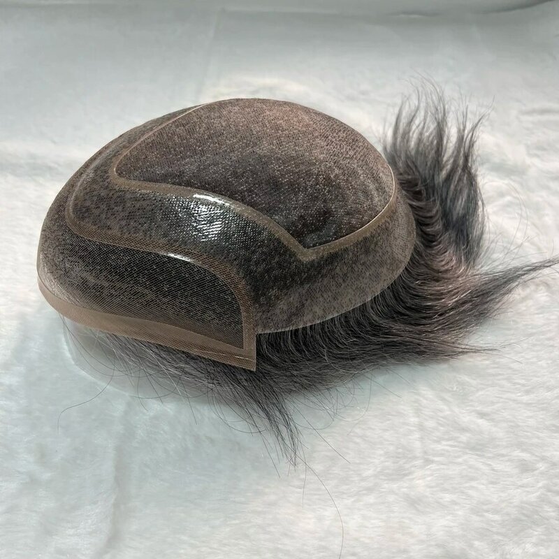 Rambut manusia Toupee untuk pria Holloywood renda 8*10 rambut lurus pria wig 1b50 warna rambut pengganti untuk pria Sistem rambut manusia