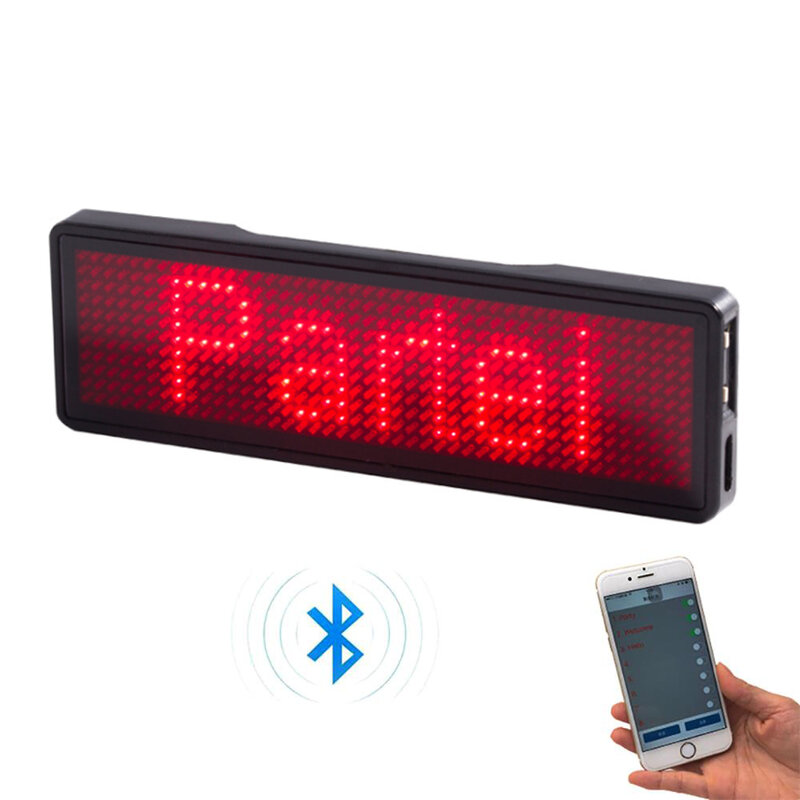 Papan Pesan Gulir DIY Lencana Nama LED Bluetooth Baru Sepenuhnya Peraga LED Mini Layar Pola Digit Teks HD