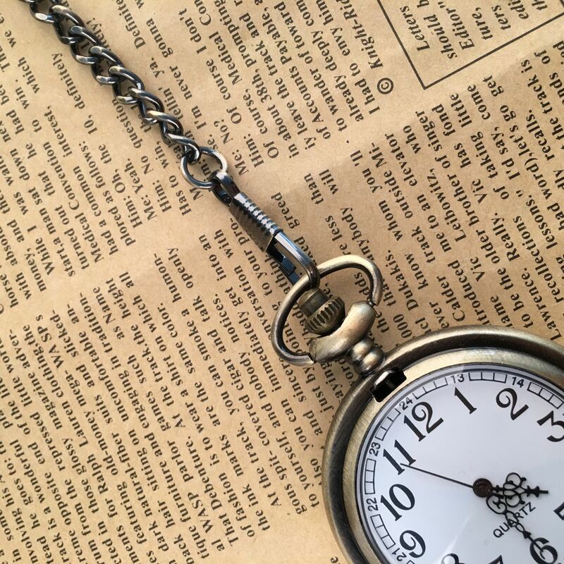Algarismos árabes vintage relógio de bolso de quartzo design simples relógio de pulso das senhoras dos homens pingente de corrente de bolso relógios