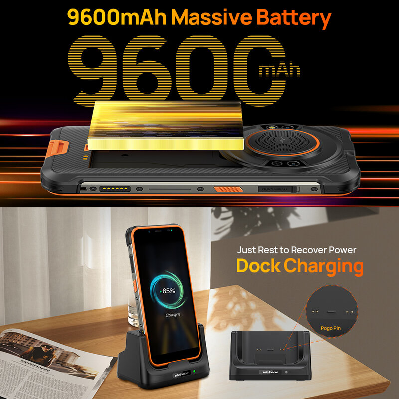 Ulefone Power Armor 16 Pro 9600mAh Smartphone impermeabile robusto 64G ROM Android 12 NFC Rugged Phone 2.4G/5G WiFi versione globale