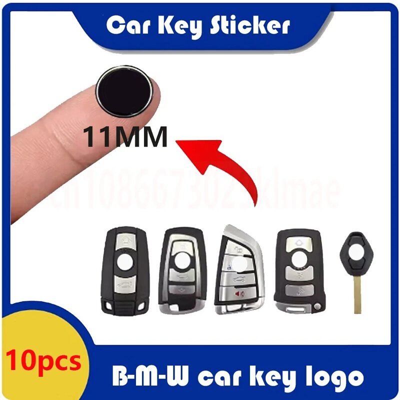 Alumínio Car Key Stickers, Emblema Emblema Redondo, Símbolo Logo, Substituição para BMW, Smart Remote Control Cover, Fob Case, 10 Pçs/lote, 11mm