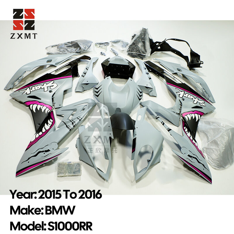 ZXMT-motocicleta ABS plástico carenagem completa Kit, Cowling, Cowling, carroçaria, fosco, cinza gelo, tubarão, rosa, 2015, 2016, BMW S1000RR, 15, 16
