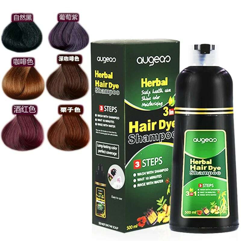 Shampooing naturel à base de plantes pour coloration des cheveux noirs, teinture rapide, épilation des cheveux blancs et gris