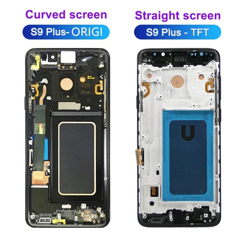 Tested TFT For Samsung S9 Plus G965 G965F LCD Display Touch Screen with Frame, For Galaxy S9+ Display Replacement
