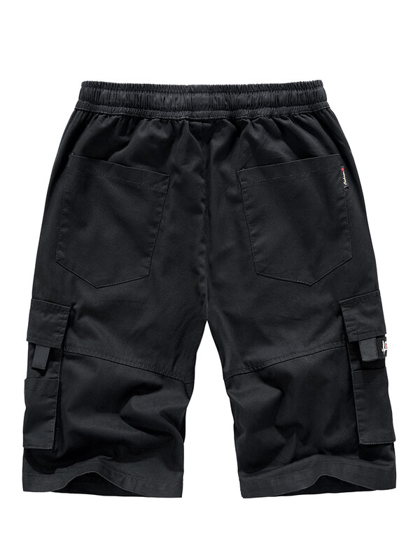 Kolongvangie cargo shorts cintura elástica cordão algodão casual ao ar livre shorts leves com multi bolsos