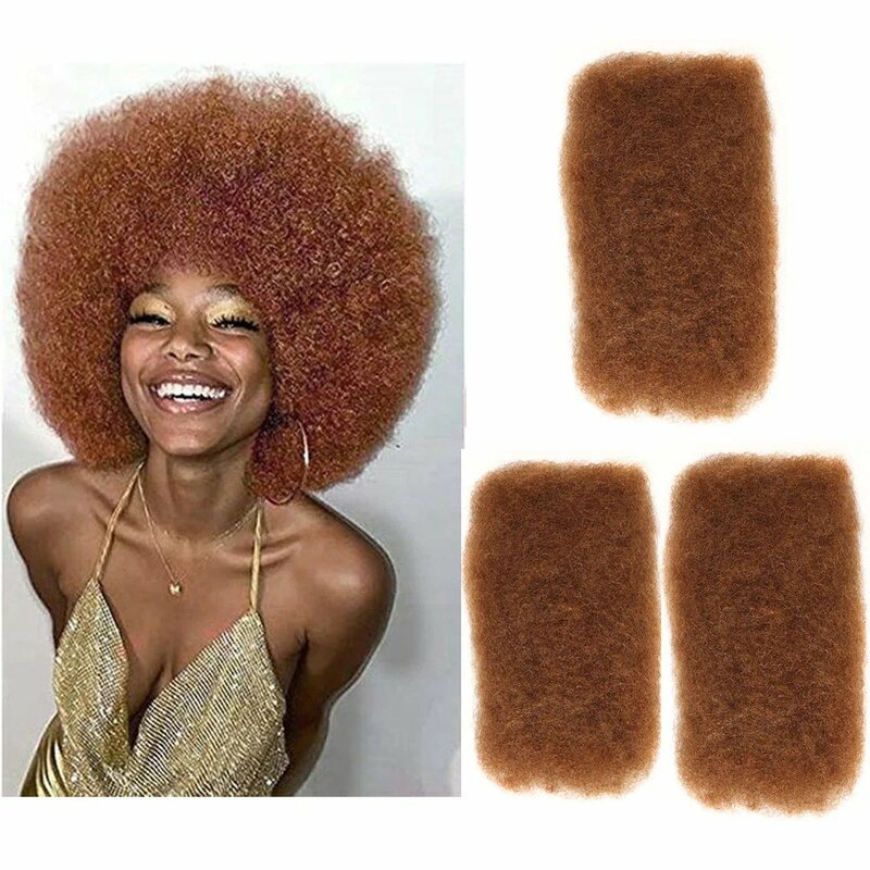 Rebecca Kinky Bulk Human Hair Extensions 10"-22" 50Gram/pc Bigger Afro Kinky Bulk For Braiding DreadLock Natural Color