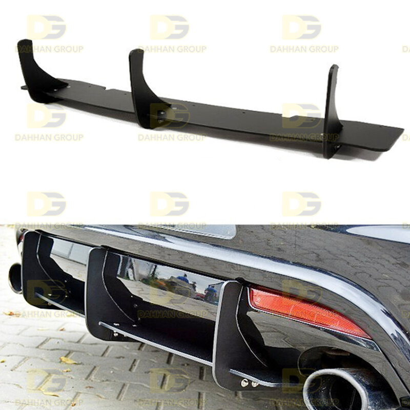 V.W Scirocco 2009 - 2013 Mk3 R Rear Diffuser and Rear Side Splitters Blades Matte Black High Quality Plastic R Kit