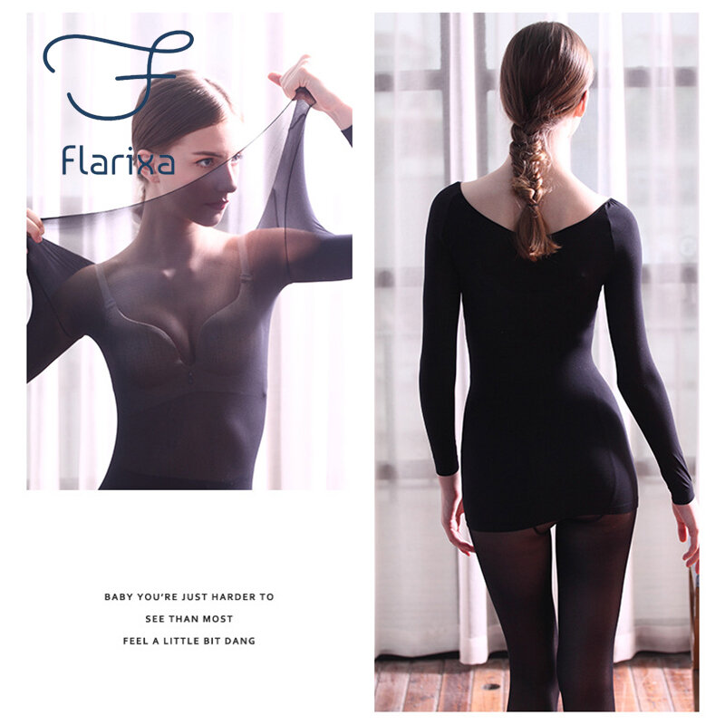 Flarixa ผู้หญิงชุดลองจอนชุด37 ° คงที่อุณหภูมิ Thermo ชุดชั้นในความยืดหยุ่นอบอุ่น Long Johns ชุดสูท2ชิ้น
