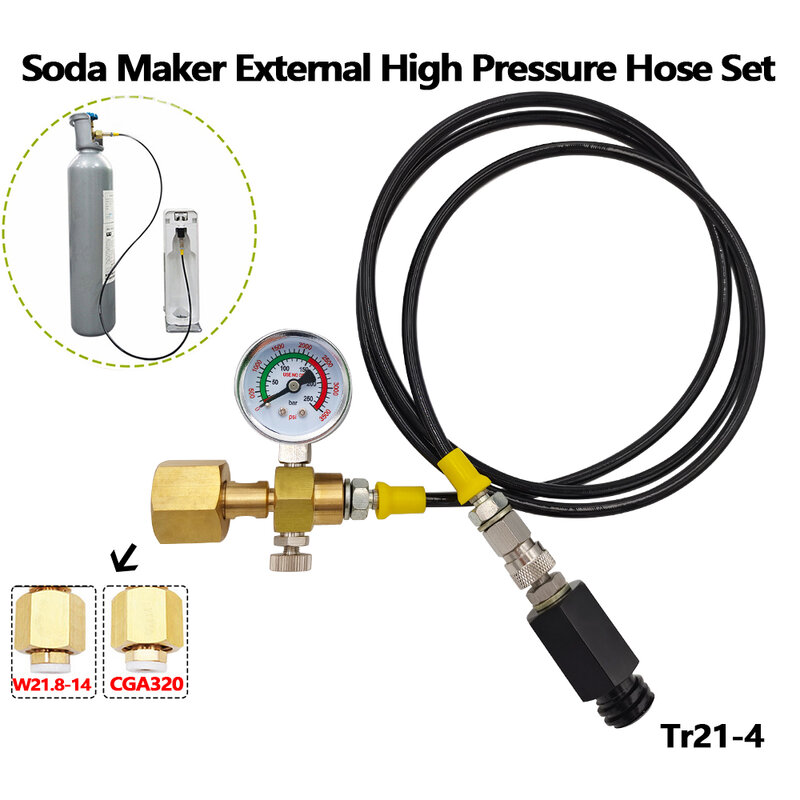 Aliran air Soda Homebrew selang tekanan tinggi eksternal ke tangki karbon dioksida CO2, untuk mesin Sodastrem ke tangki CGA320 W21.8-14