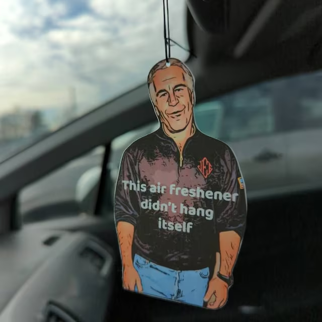 1PC Jeffrey Epstein Car Air Freshener Sick Humor Funny Dark Rear View Mirror Accessories Car Perfume Meme Pendant Hanging Charm