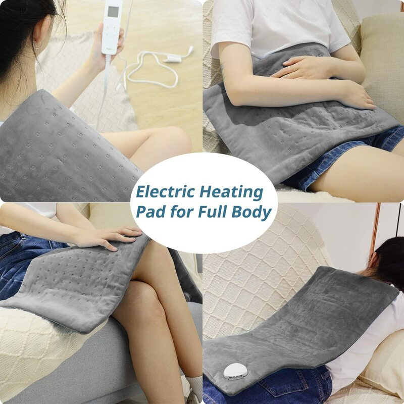 Almohadilla calefactora MYNT con controlador de mano extraíble y Material suave lavable de calentamiento rápido para la cintura del hombro trasero (gris)