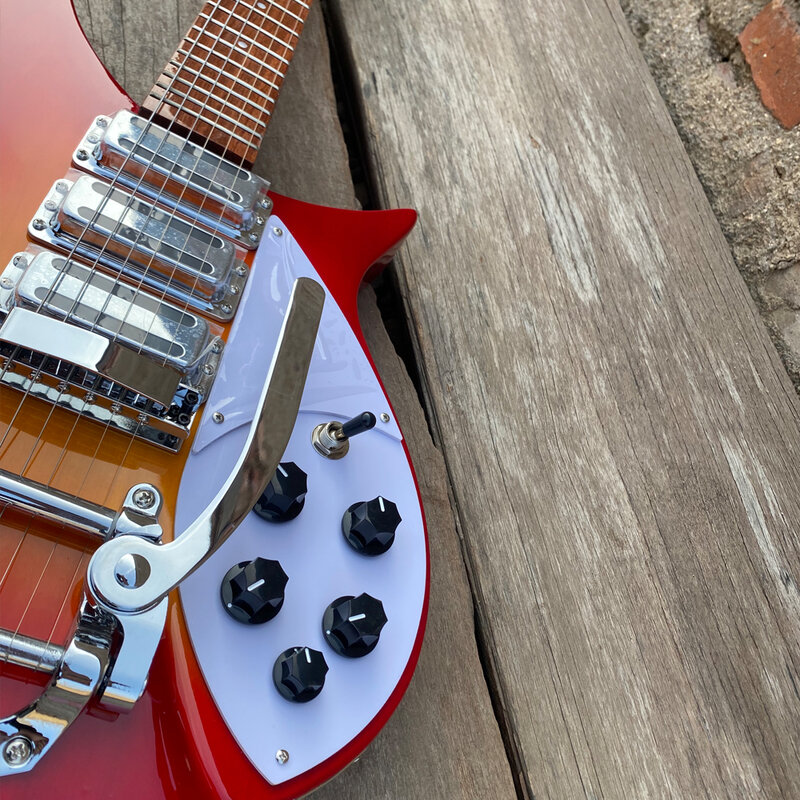 Электрическая гитара 325, Cherry Sunburst, полуполый корпус с F-образным отверстием, мост тремоло, 34 дюйма, гитара 20,75 дюйма, бесплатная доставка