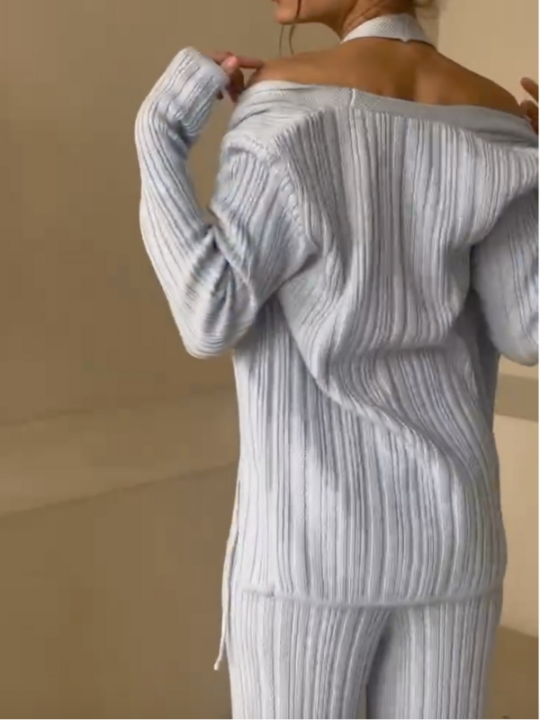 Mikydely seksowny pluszowy krótka kamizelka z dekoltem w szpic i spodnie trzyczęściowy garnitur dla kobiet na co dzień