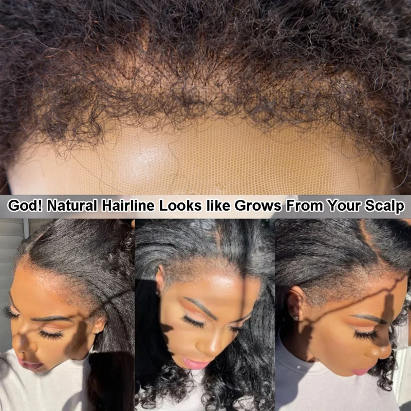 Pelucas de cabello humano liso para mujer, Pelo Rizado 280% completo de 30 y 34 pulgadas, 13x6, con bordes 4c, HD, Frontal transparente, Yaki