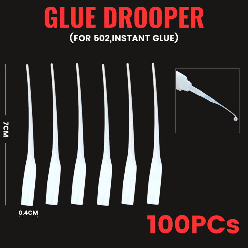 100pcs 502 Tool Needle Tube Instant Super Glue Dropping Tube Nozzle Adhesive Bottle Cap Catheter Dropper