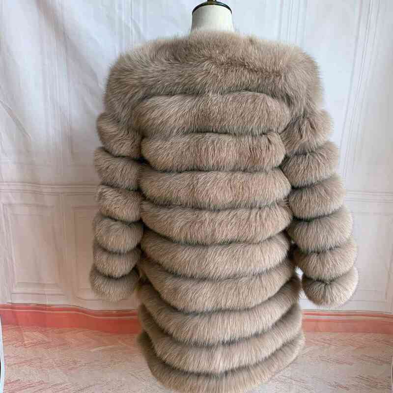 따뜻한 자연 여우 모피 코트 및 재킷 여성용, 신제품, 진짜 여우털 긴 소매 분리형 4IN1 롱 코트, 겨울