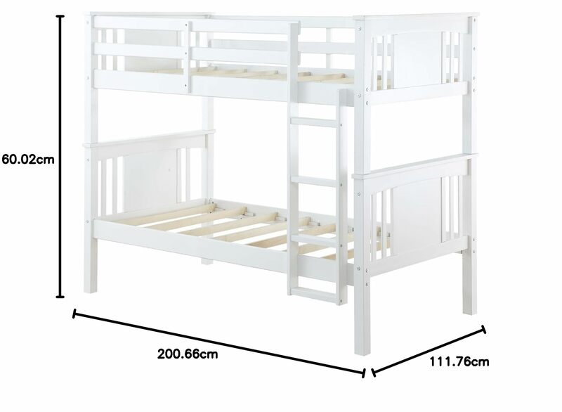 دوريل المعيشة ديلان الاطفال سرير بطابقين ، السكك الحديدية الحرس وسلم ، التوأم على التوأم ، الأبيض ، الخشب