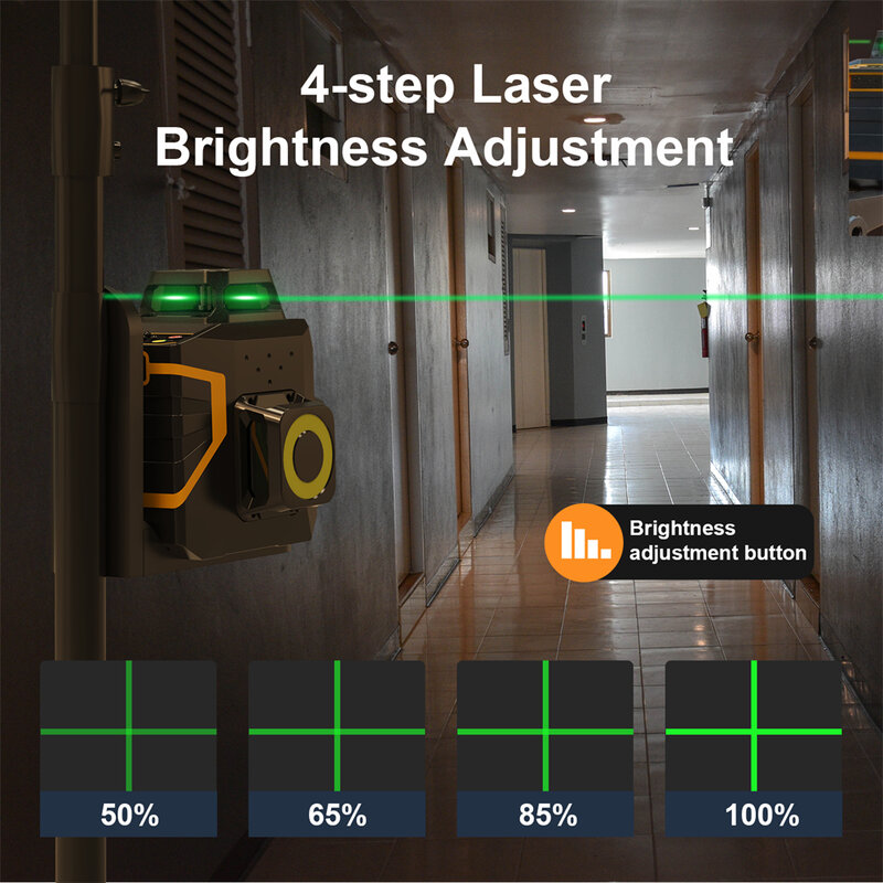 Testador de Nível Laser Super Poderoso Raio Verde, Novo Nível Laser 3D, Linha Cruzada, Auto-Nivelante, 360 Horizontal e Vertical, 100ft, 4000mAh