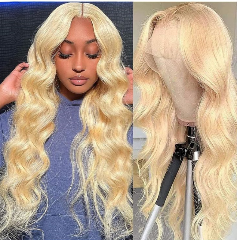Peluca de cabello humano sin pegamento para mujer, postizo de encaje Frontal transparente de 13x6, color rubio 613, 30 pulgadas, a la venta
