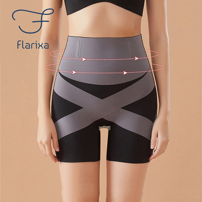 Flarixa สูงเอวแบน Belly Shaping กางเกงเอวเทรนเนอร์ Body สายรัดหน้าท้อง Slimming ชุดชั้นในนักมวยกางเกง