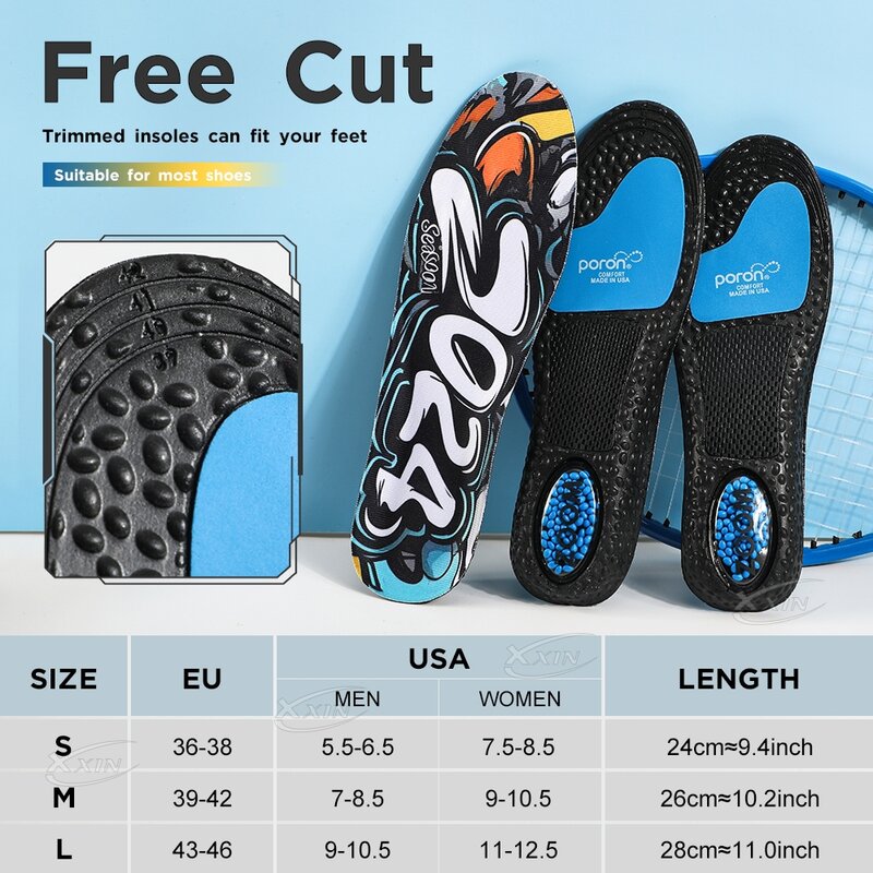 【Xxin】 poduszka powietrzna sportowe wkładki amortyzacja wkładka z włókna węglowego działająca wkładka do butów rozmiar 36-46