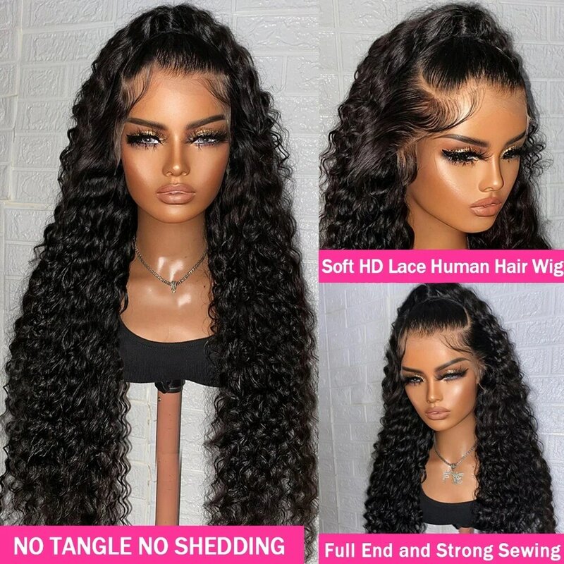 13x4 lace wigs Brazilian Deep Wave Lace Wig-Pre-Plucked with Baby Hair, 150% Density, Natural Look - Versatile for All Occasions