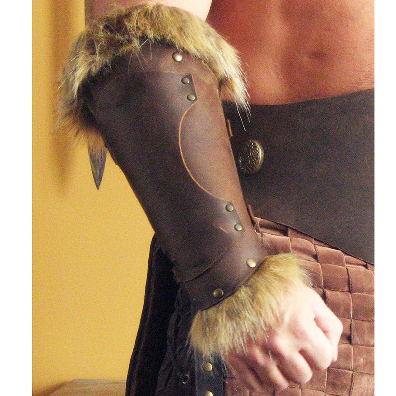 Brazalete de cuero de guerrero vikingo Medieval para hombres y mujeres, disfraz de LARP con acentos de piel Steampunk, armadura de brazo remachado, accesorio de Halloween