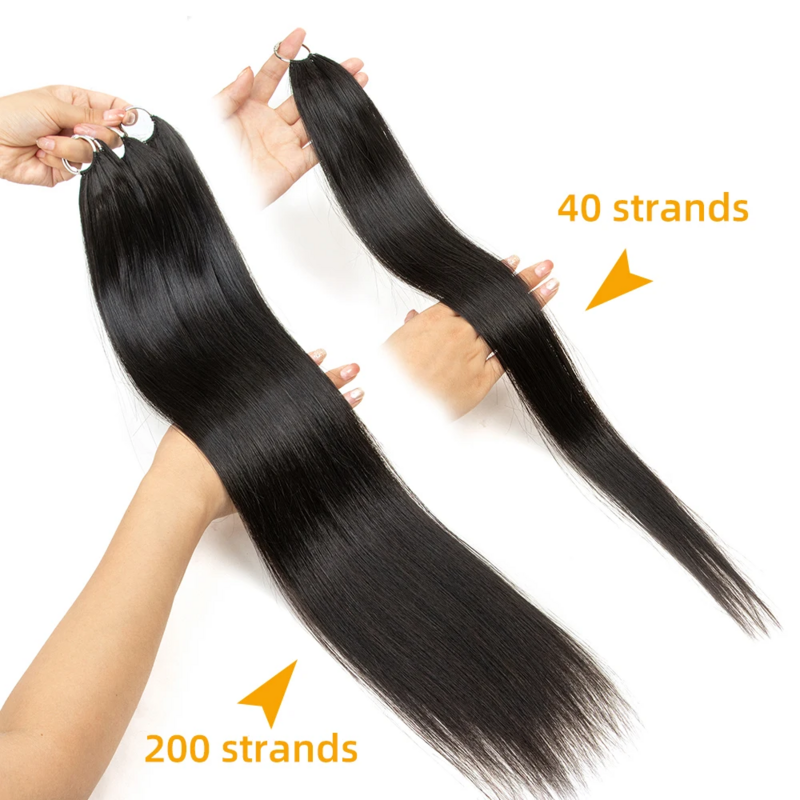 Natuurlijke Micro Veer Human Hair Extensions Recht Echt Maagdelijk Menselijk Haar Microloop Hair Extensions Voor Vrouwen 40 Strengen/Pack