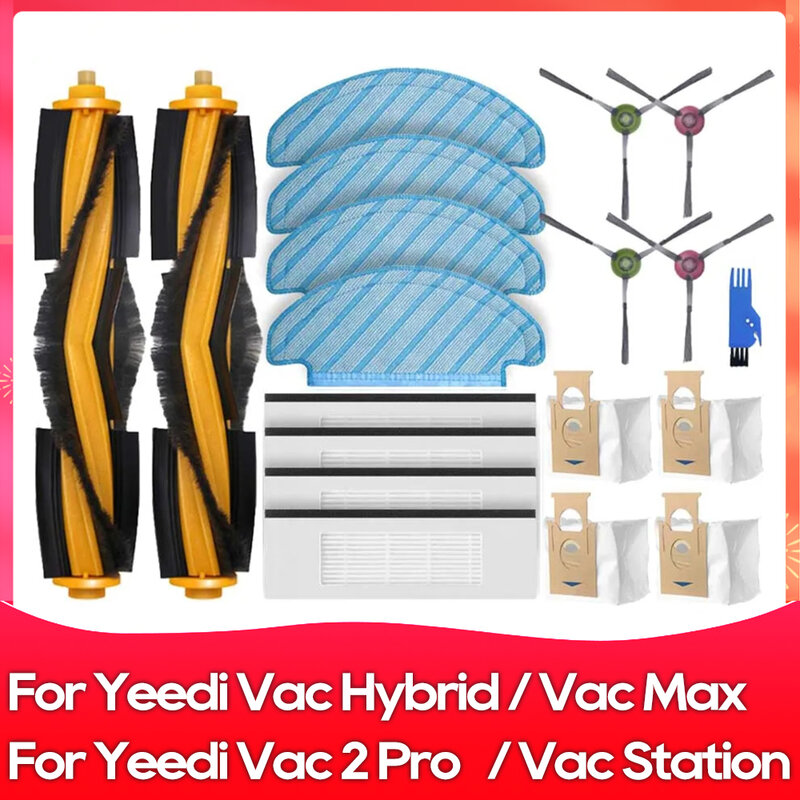 Apto para Yeedi Vac Hybrid / Vac Max / Vac 2 / Vac 2 Pro / Vac Station Robot Vacuums Parts Filtro de cepillo lateral principal Mop Rag Dust Bag