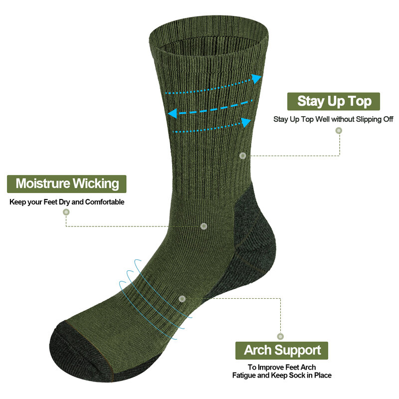 YUEDGE Brand Mens Moisture Wicking Mid Calf Crew Work Boot Training Sports Hiking Trekking Socks( 3 Pairs/Pack)