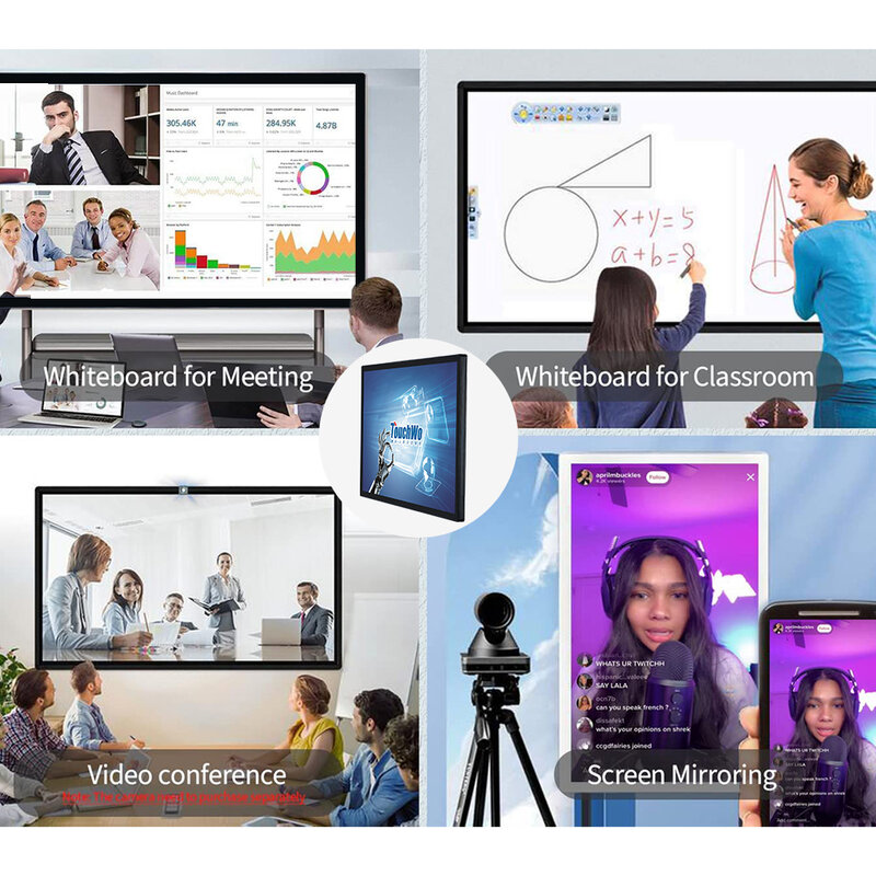 TouchWo-monitor interativo do tela táctil, tudo em um PC, Whiteboard eletrônico, conferência da escola, 43 ", 55", 65"
